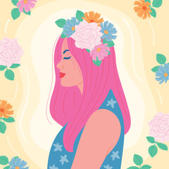 Obraz na płótnie Canvas Spring girl illustration