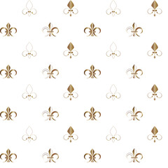 Gold Fleur De Lis stylized design Seamless pattern Decorative background © Nonna