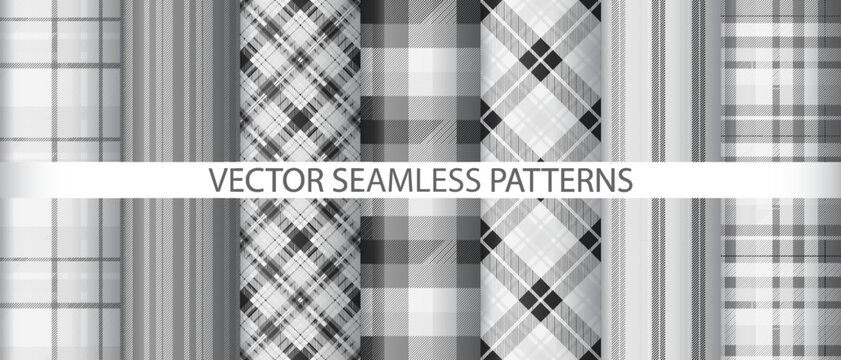 Set background textile plaid. Check fabric pattern. Tartan vector texture seamless.
