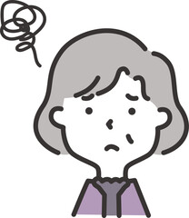 Obraz premium 悩んでいる高齢女性のイラスト