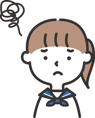 悩んでいる女子高生のイラスト