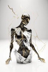 Fototapeta premium marble and gold abstract statue. modern sculpture. Designed using generative ai