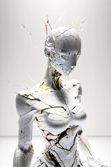 marble and gold abstract statue. modern sculpture. Designed using generative ai
