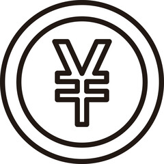 線画ビジネスアイコン　円コイン