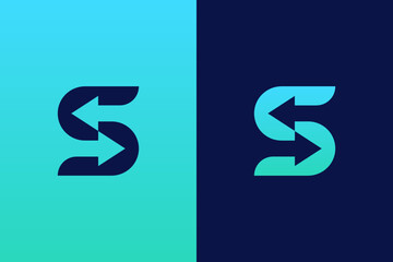 Initial Letter S with Arrows Monogram Logo Template