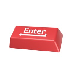 Enter key from computer keyboard. startup business concept. 3D illustration