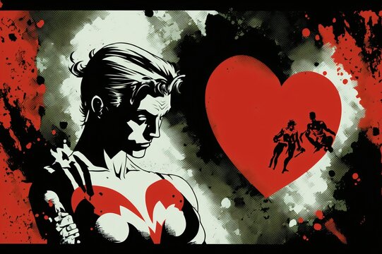 beautifulya designed alternative valentines card, cartoon style, red heart, modern design