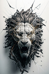 Portrait of a Kintsugi style lion. Generative ai. 