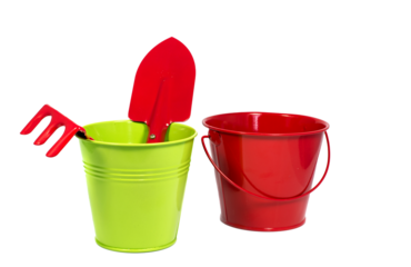 bucket in green and red isolated on transparent background