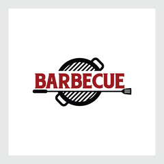 Barbecue hand written lettering logo, label, badge, sign, emblem. Vintage retro style. Isolated on background. Vector illustration