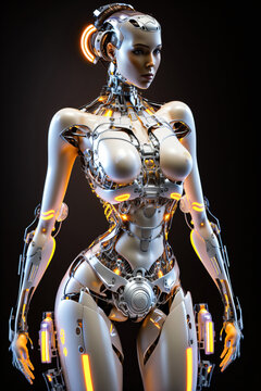 Female adroid AI robot. Designed using generative ai.