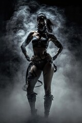 Fototapeta na wymiar Female ninja assassin warrior. Designed using generative ai. 