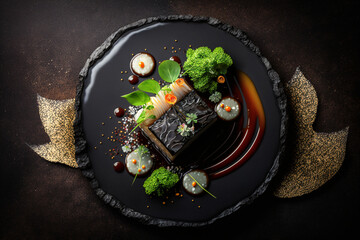 Japanese food meal. Asian fusion fine dining. Designed using generative ai. 