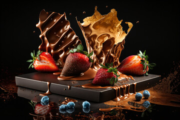 Delicious melting chocolate. Designed using generative ai