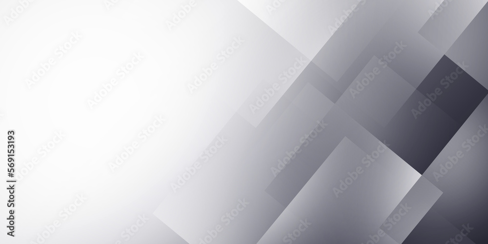 Poster abstract white and gray geometric square shape overlapping layer background