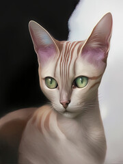 Oriental Cat Portrait, Generative AI