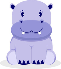 Cute Hippo hippopotamus wild animal. Flat vector illustration