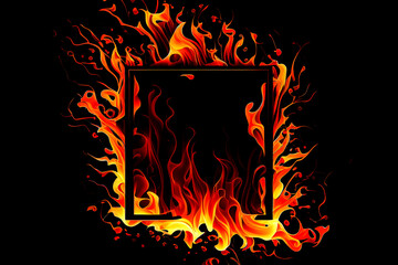 fire frame isolated on black background