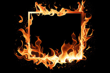 fire frame isolated on black background