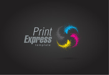 Fototapeta premium Logo Print exrpess drops cmyk color splash actions theme ink