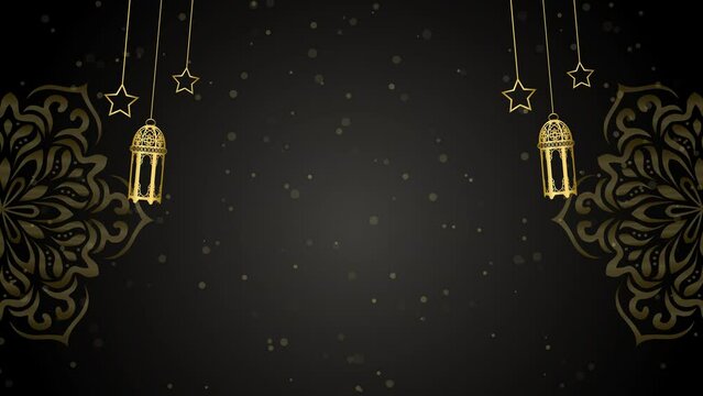 Luxury Background of Eid Al Firt Mubarak and Traditional Lanterns Ramadan Islamic in gold color . Eid or islamic new year.suitable for greeting card  and eid mubarak celebrations.