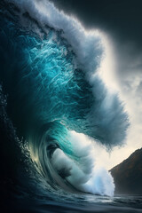 Big wave breaking in the ocean generative AI