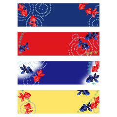 Web header design with Japanese style goldfish,