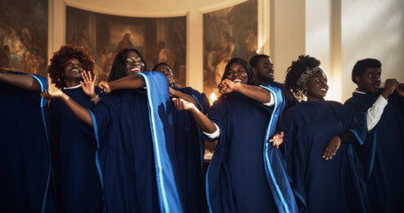 Group Of Christian Gospel Singers Praising Lord Jesus Christ. Song Spreads Blessing, Harmony in Joy...