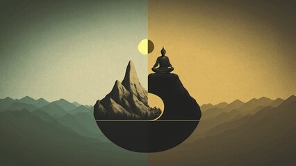 Minimalistic design of peace and meditation, being calm and collected