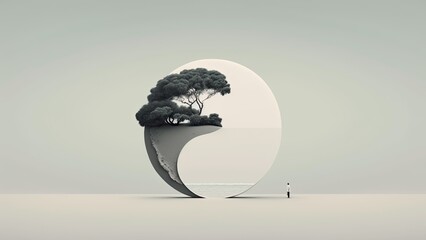 Minimalistic design of peace and meditation, being calm and collected