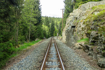 Bahnsgleise einer Schmalspurbahn im Erzgebirge, Deutschland