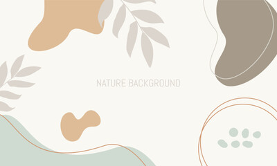 Abstract nature background vector with hand drawn of liquid organic shapes and botanical ornaments