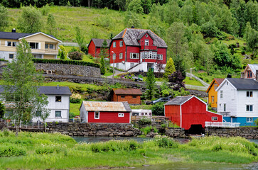 Travel destination Norway - norwegian landscape in Geiranger - Norway