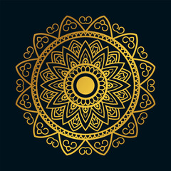Free vector luxury ornamental mandala design background in gold color