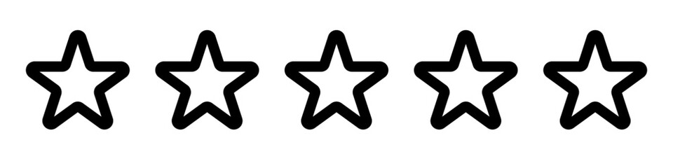 Simple five-star icon. Ratings and reviews. Ranking icons. Vectors.