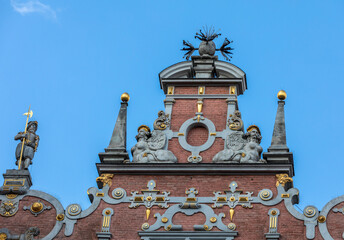Fototapeta na wymiar Facade of Great Arsenal in Gdansk, Pomorskie, Poland