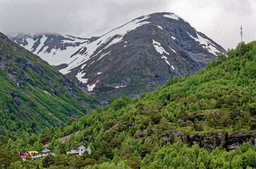 Travel destination Norway - norwegian landscape in Geiranger - Norway