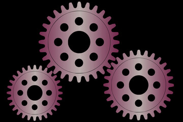 Abstract vector background with a set of gears in motion of different sizes. The concept of organization and joint work for success	