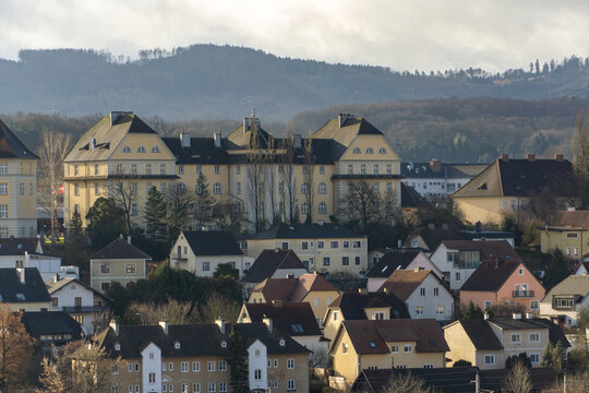 View Over The City Of Melk In Austria On A Sunny Winter Day