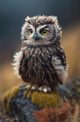 Wonderful fluffy owl. Generative AI.
