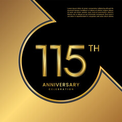 115th Anniversary Celebration. Logo design with gold color numbers for an anniversary celebration event. Logo Vector Templates