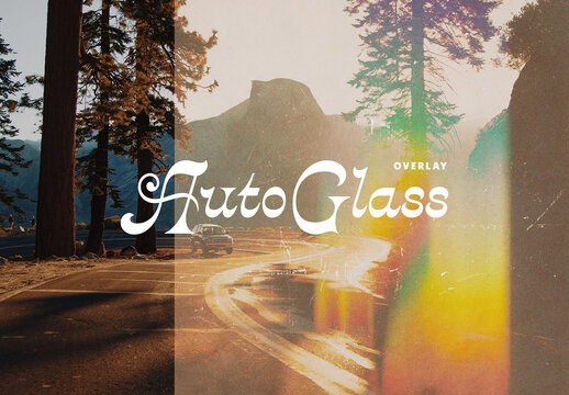 Retro Auto Glass Photo Effect Mockup