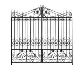 Openwork wrought iron gates.