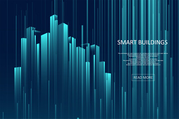 Smart building concept design for city illustration