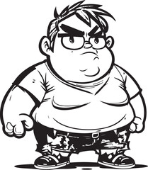 Illustration of a cartoon fat man sketch