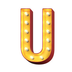 Light bulb glowing font, 3d alphabet character, 3d rendering, letter U © koya979