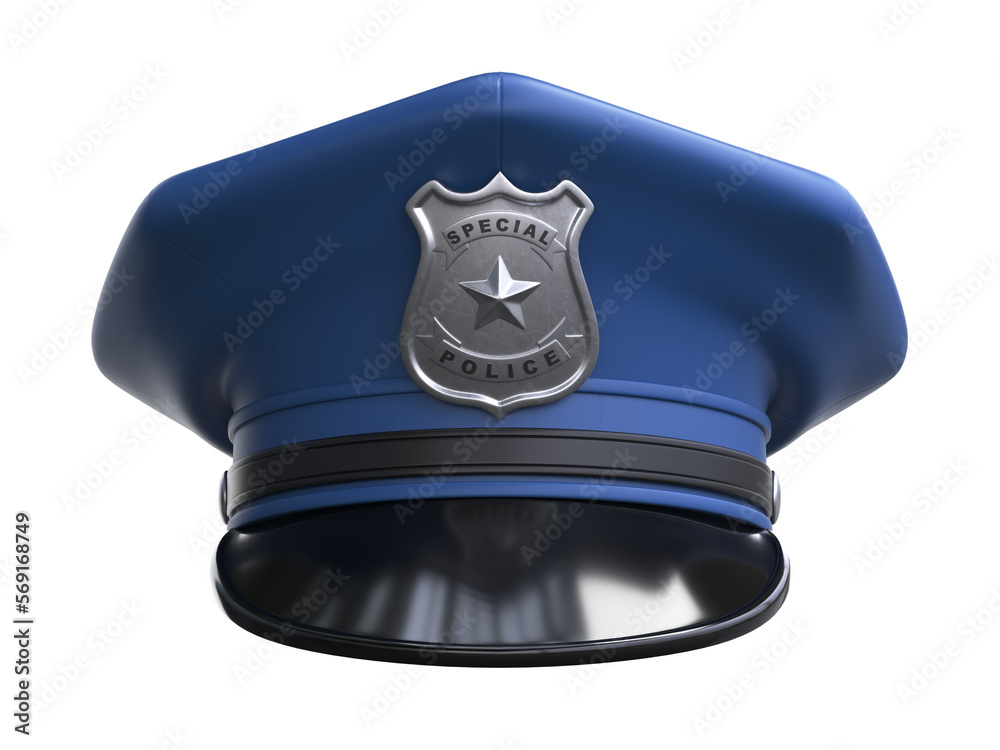 Sticker police hat isolated 3d rendering