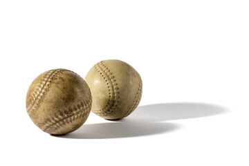 Pair of vintage leather baseballs