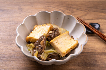 白菜と牛肉と厚揚げのうま煮