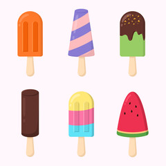 Hand drawn of colorful ice cream popsicle vector stock design